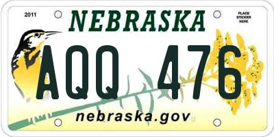 NE license plate AQQ476