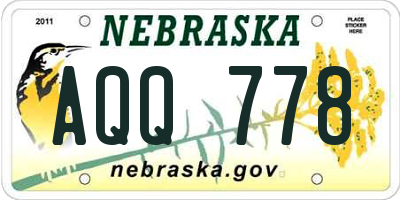 NE license plate AQQ778