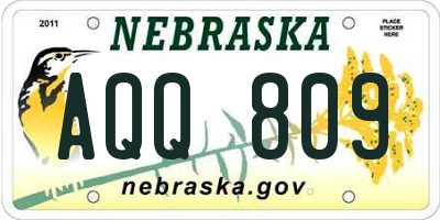 NE license plate AQQ809