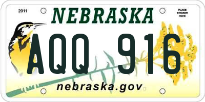 NE license plate AQQ916