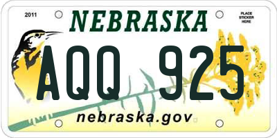 NE license plate AQQ925