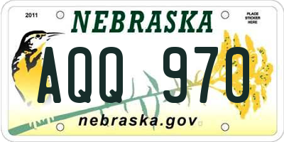 NE license plate AQQ970