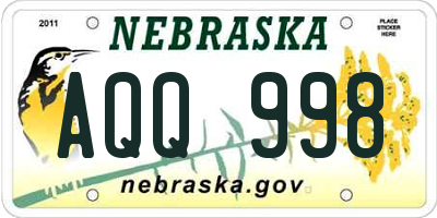 NE license plate AQQ998