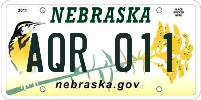 NE license plate AQR011