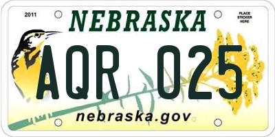 NE license plate AQR025