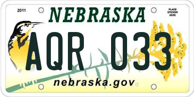 NE license plate AQR033