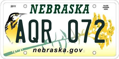 NE license plate AQR072