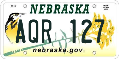 NE license plate AQR127