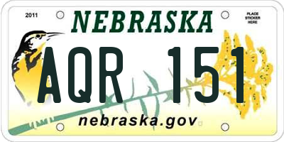 NE license plate AQR151