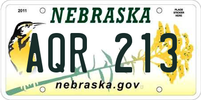NE license plate AQR213