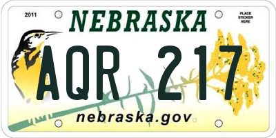 NE license plate AQR217