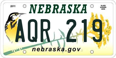 NE license plate AQR219