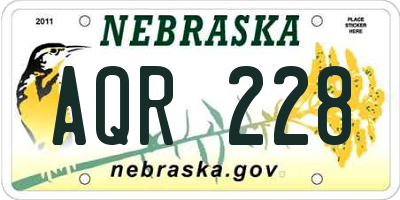 NE license plate AQR228