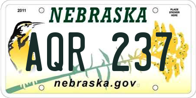 NE license plate AQR237