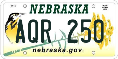 NE license plate AQR250