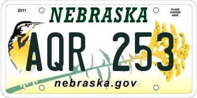 NE license plate AQR253