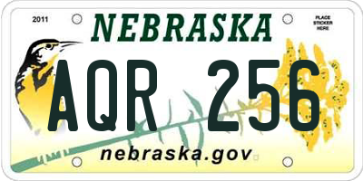 NE license plate AQR256