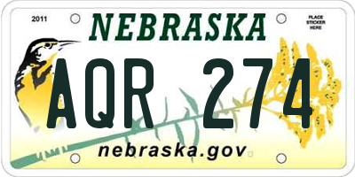 NE license plate AQR274