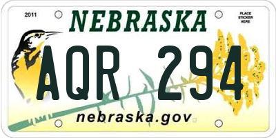 NE license plate AQR294