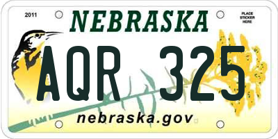 NE license plate AQR325