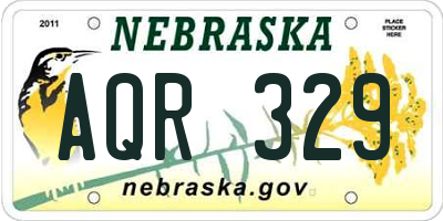 NE license plate AQR329