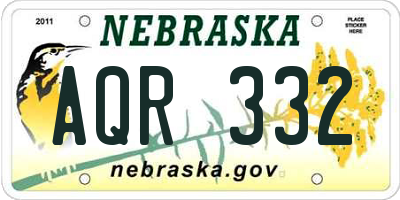 NE license plate AQR332