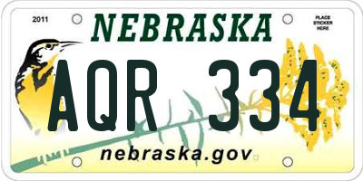 NE license plate AQR334