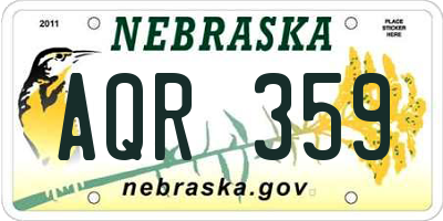 NE license plate AQR359