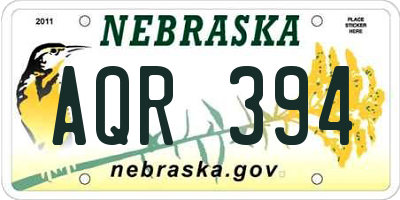 NE license plate AQR394