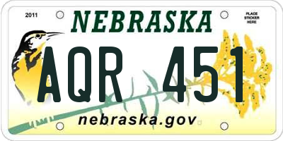 NE license plate AQR451