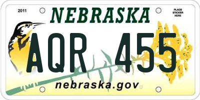 NE license plate AQR455