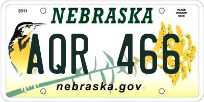 NE license plate AQR466