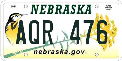 NE license plate AQR476