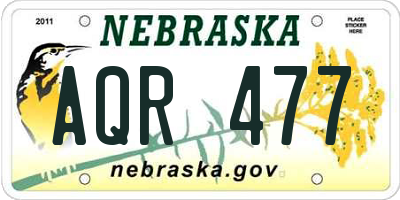NE license plate AQR477