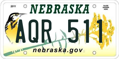 NE license plate AQR511