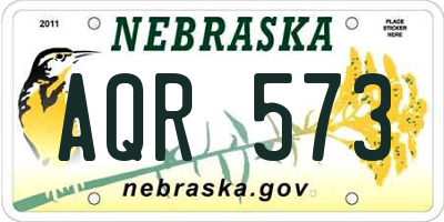 NE license plate AQR573