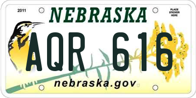 NE license plate AQR616