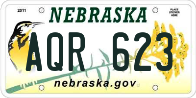 NE license plate AQR623