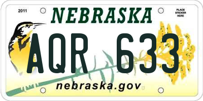 NE license plate AQR633