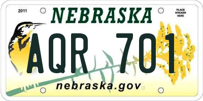 NE license plate AQR701