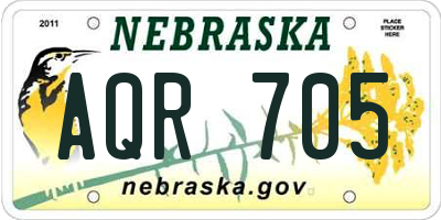 NE license plate AQR705
