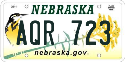 NE license plate AQR723