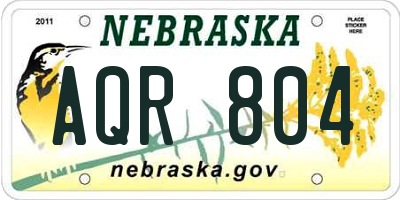 NE license plate AQR804