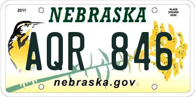 NE license plate AQR846