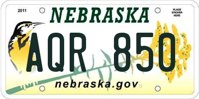 NE license plate AQR850