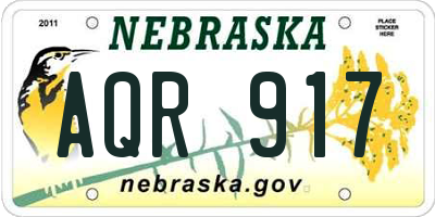 NE license plate AQR917