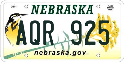 NE license plate AQR925