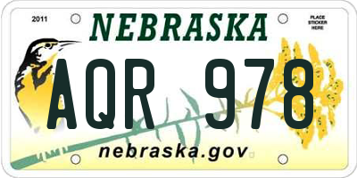 NE license plate AQR978