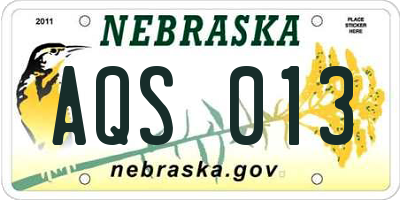 NE license plate AQS013