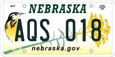 NE license plate AQS018